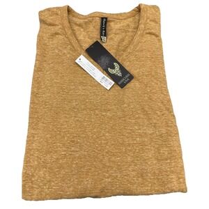 Hawks Bay Mens Short Sleeve V-Neck T-Shirt  Size XL Mustard  Made In USA NWT